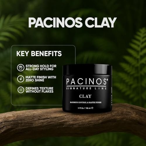 Pacinos Signature Line Clay Hair Paste - Long Lasting Styling Wax with Firm Hold for All Hair Styles (4 oz) Avelisse