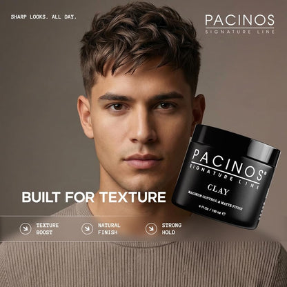 Pacinos Signature Line Clay Hair Paste - Long Lasting Styling Wax with Firm Hold for All Hair Styles (4 oz) Avelisse
