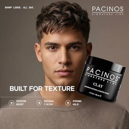 Pacinos Signature Line Clay Hair Paste - Long Lasting Styling Wax with Firm Hold for All Hair Styles (4 oz) Avelisse