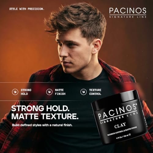 Pacinos Signature Line Clay Hair Paste - Long Lasting Styling Wax with Firm Hold for All Hair Styles (4 oz) Avelisse
