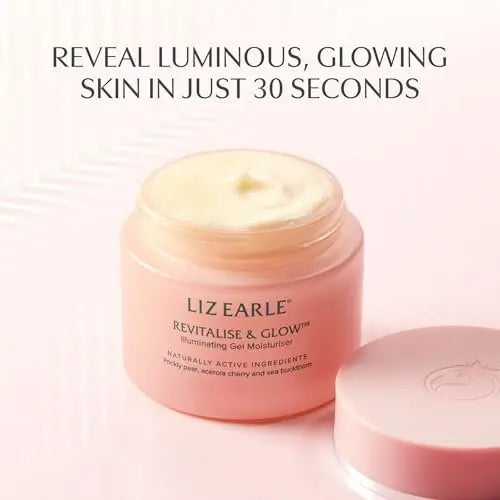 Liz Earle Revitalize & Glow Illuminating Gel Moisturizer - Brightening Vitamin C Face Cream & Pore Minimizer - Enriched with Acerola Cherry to Gently Exfoliate Skin and Boost Hydration (50ml) Avelisse