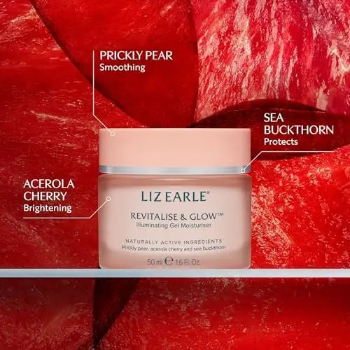 Liz Earle Revitalize & Glow Illuminating Gel Moisturizer - Brightening Vitamin C Face Cream & Pore Minimizer - Enriched with Acerola Cherry to Gently Exfoliate Skin and Boost Hydration (50ml) Avelisse