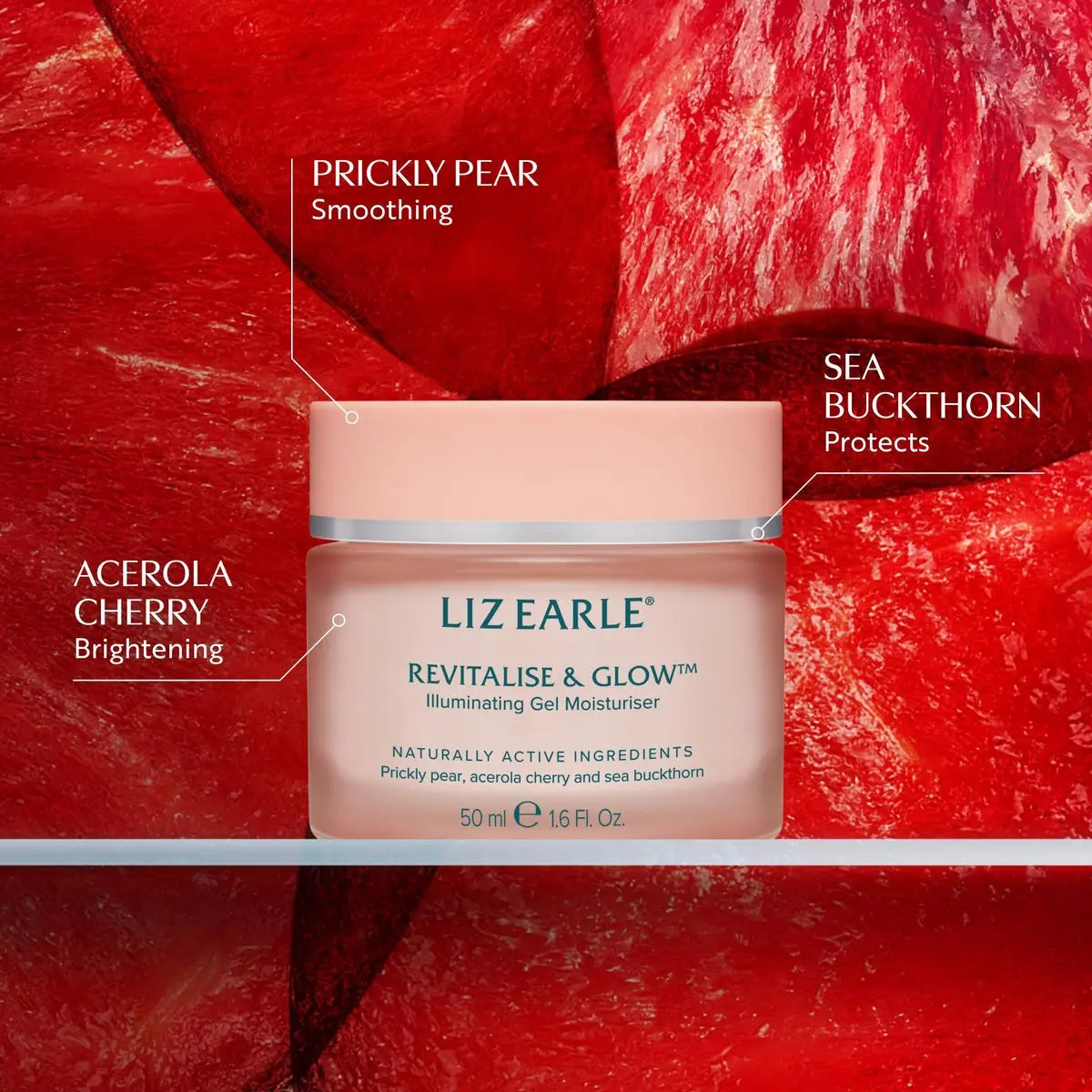 Liz Earle Revitalize & Glow Illuminating Gel Moisturizer - Brightening Vitamin C Face Cream & Pore Minimizer - Enriched with Acerola Cherry to Gently Exfoliate Skin and Boost Hydration (50ml) Avelisse