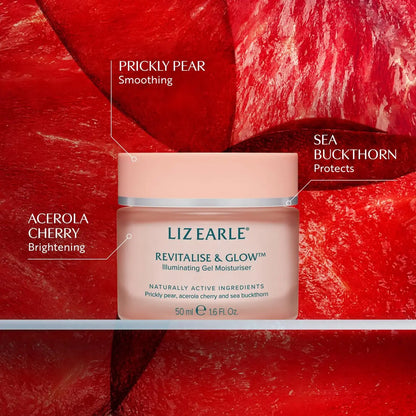Liz Earle Revitalize & Glow Illuminating Gel Moisturizer - Brightening Vitamin C Face Cream & Pore Minimizer - Enriched with Acerola Cherry to Gently Exfoliate Skin and Boost Hydration (50ml) Avelisse