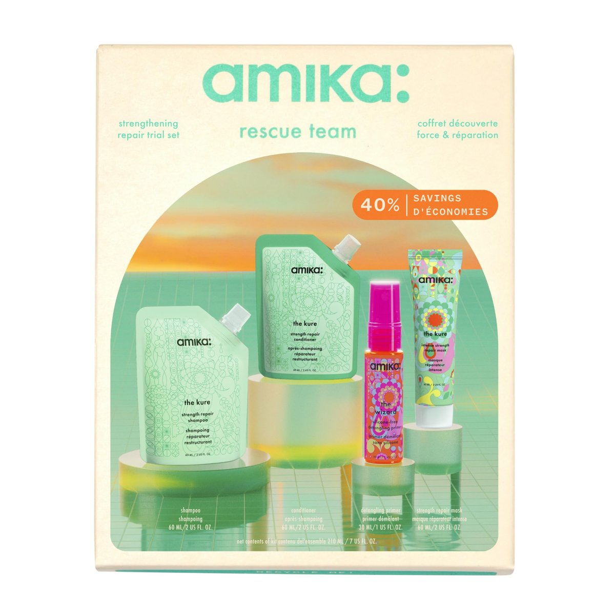 Amika Rescue Team Hair Routine Trial Set - Signature Shampoo & Conditioner, 7 Fl Oz Avelisse