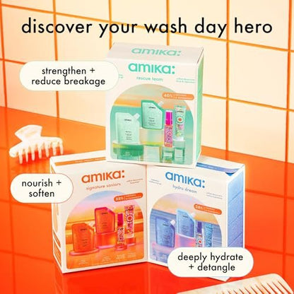 Amika Rescue Team Hair Routine Trial Set - Signature Shampoo & Conditioner, 7 Fl Oz Avelisse