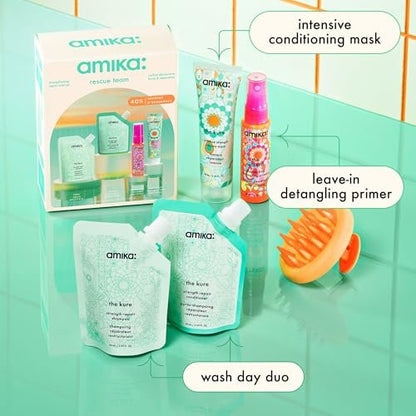 Amika Rescue Team Hair Routine Trial Set - Signature Shampoo & Conditioner, 7 Fl Oz Avelisse