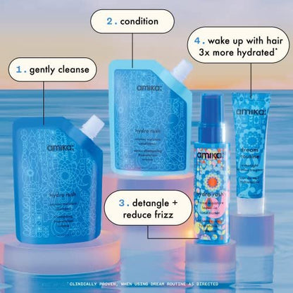Amika Hydro Dream Hair Routine Trial Set - Hydrating Shampoo & Conditioner for Dry Hair Avelisse