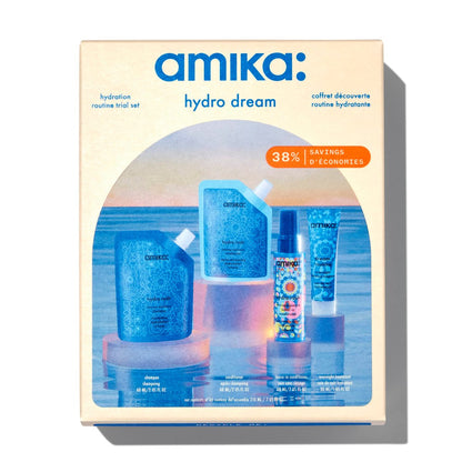 Amika Hydro Dream Hair Routine Trial Set - Hydrating Shampoo & Conditioner for Dry Hair Avelisse