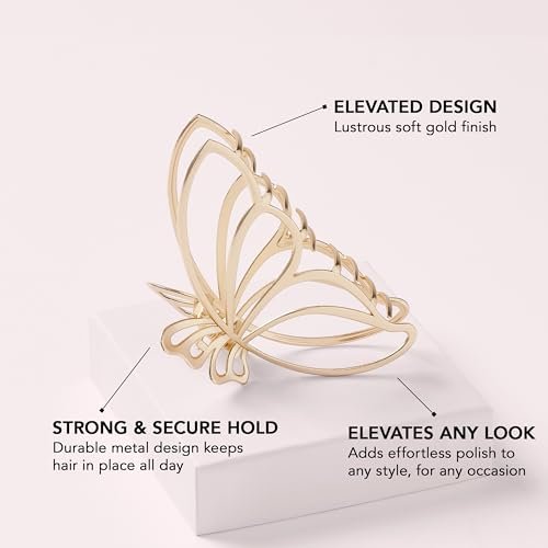 The Hair Edit Gilded Wing Clip – Large Chic Gold Metal Hair Clip for Women, Hair Accessory for Styling & Everyday Wear, Clip For Medium, Thick or Curly Hair, Ideal Gift For Women, Perfect for Updos Avelisse