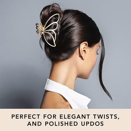 The Hair Edit Gilded Wing Clip – Large Chic Gold Metal Hair Clip for Women, Hair Accessory for Styling & Everyday Wear, Clip For Medium, Thick or Curly Hair, Ideal Gift For Women, Perfect for Updos Avelisse