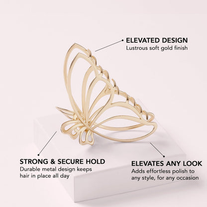 The Hair Edit Gilded Wing Clip – Large Chic Gold Metal Hair Clip for Women, Hair Accessory for Styling & Everyday Wear, Clip For Medium, Thick or Curly Hair, Ideal Gift For Women, Perfect for Updos Avelisse
