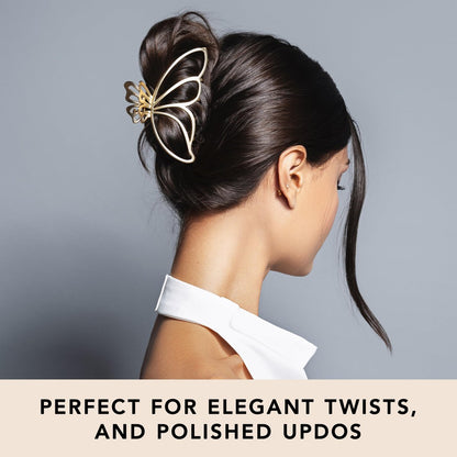 The Hair Edit Gilded Wing Clip – Large Chic Gold Metal Hair Clip for Women, Hair Accessory for Styling & Everyday Wear, Clip For Medium, Thick or Curly Hair, Ideal Gift For Women, Perfect for Updos Avelisse