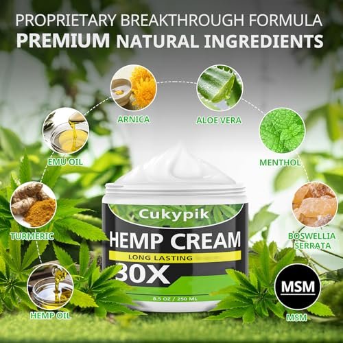 JUYIHEAL Hemp Cream 8.5oz – Natural Soothing Topical Cream with Arnica, MSM, Turmeric, Menthol & Aloe Vera Avelisse