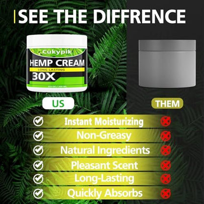 JUYIHEAL Hemp Cream 8.5oz – Natural Soothing Topical Cream with Arnica, MSM, Turmeric, Menthol & Aloe Vera Avelisse