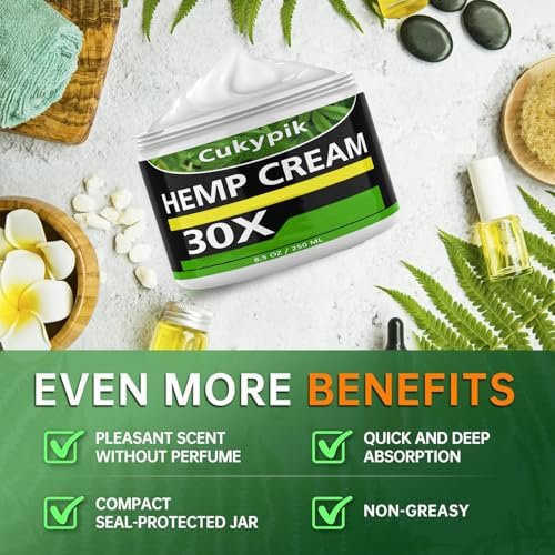 JUYIHEAL Hemp Cream 8.5oz – Natural Soothing Topical Cream with Arnica, MSM, Turmeric, Menthol & Aloe Vera Avelisse