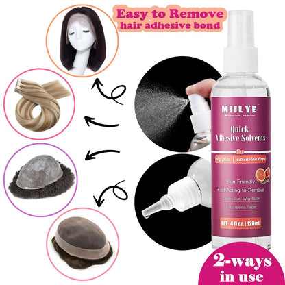 MIILYE Tape in Extension Remover Spray 4OZ/120ml - Fast & Gentle Hair Extension Tape Remover, Lace Wig Glue Remover, No Greasy, Easy Clean