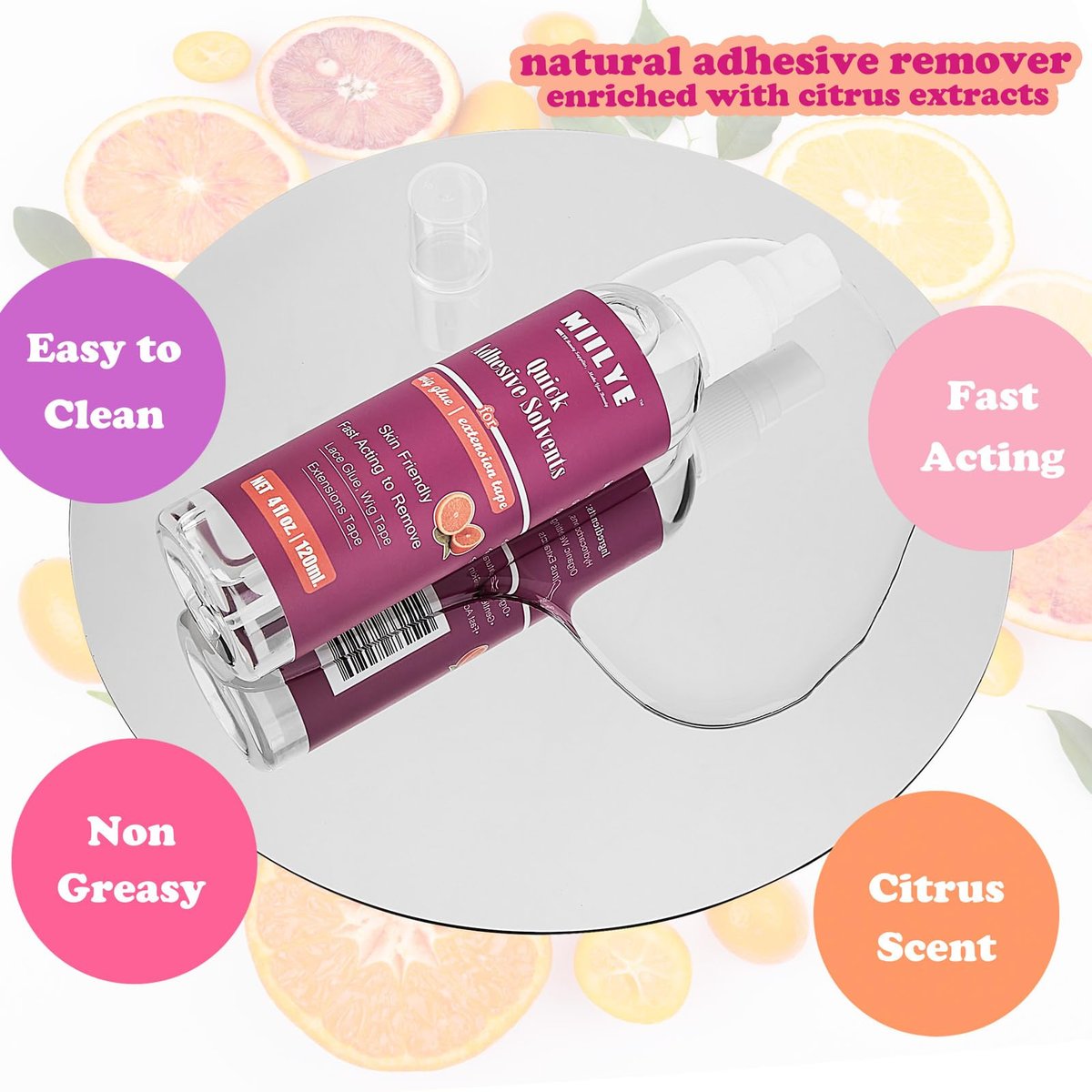 MIILYE Tape in Extension Remover Spray 4OZ/120ml - Fast & Gentle Hair Extension Tape Remover, Lace Wig Glue Remover, No Greasy, Easy Clean - görsel 9