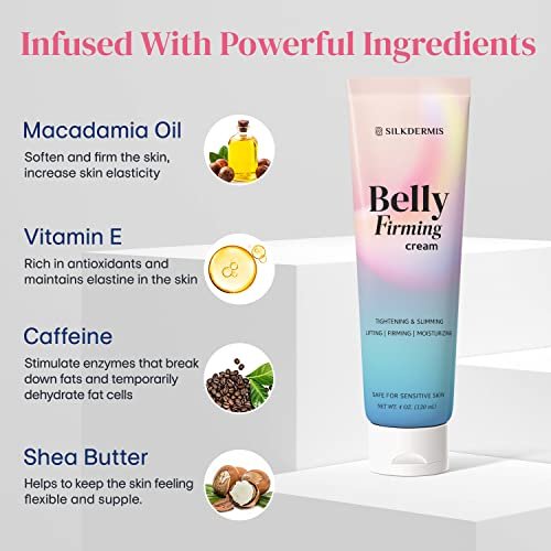 SILKDERMIS B Flat Belly Firming Cream - Skin Tightening & Cellulite Cream for Stomach, Thighs & Butt, Moisturizing Firming Lotion with Powerful Natural Ingredients, 120 ML Avelisse