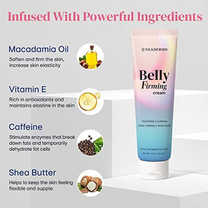 SILKDERMIS B Flat Belly Firming Cream - Skin Tightening & Cellulite Cream for Stomach, Thighs & Butt, Moisturizing Firming Lotion with Powerful Natural Ingredients, 120 ML Avelisse