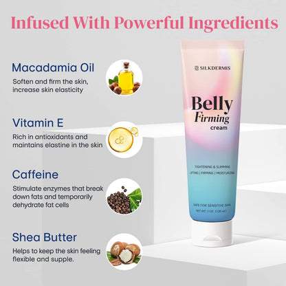 SILKDERMIS B Flat Belly Firming Cream - Skin Tightening & Cellulite Cream for Stomach, Thighs & Butt, Moisturizing Firming Lotion with Powerful Natural Ingredients, 120 ML Avelisse