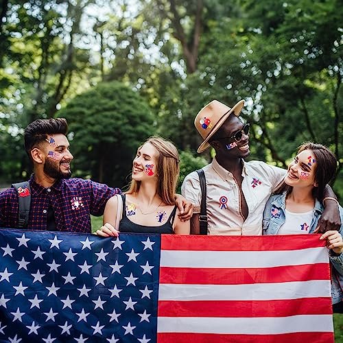 HOWAF 96-Pack 4th of July Temporary Tattoos – Patriotic USA Flag Red White & Blue Tattoos for Independence Day, Labor Day, and Party Favors - görsel 8