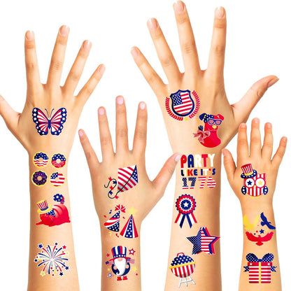 HOWAF 96-Pack 4th of July Temporary Tattoos – Patriotic USA Flag Red White & Blue Tattoos for Independence Day, Labor Day, and Party Favors