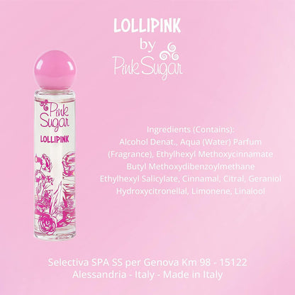 Pink Sugar Lollipink Eau De Toilette Perfume for Women – Fruity Floral Scent with Sweet Notes of Apple, Rose, and Vanilla, Long Lasting, 3.4 Fl Oz