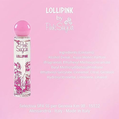 Pink Sugar Lollipink Eau De Toilette Perfume for Women – Fruity Floral Scent with Sweet Notes of Apple, Rose, and Vanilla, Long Lasting, 3.4 Fl Oz