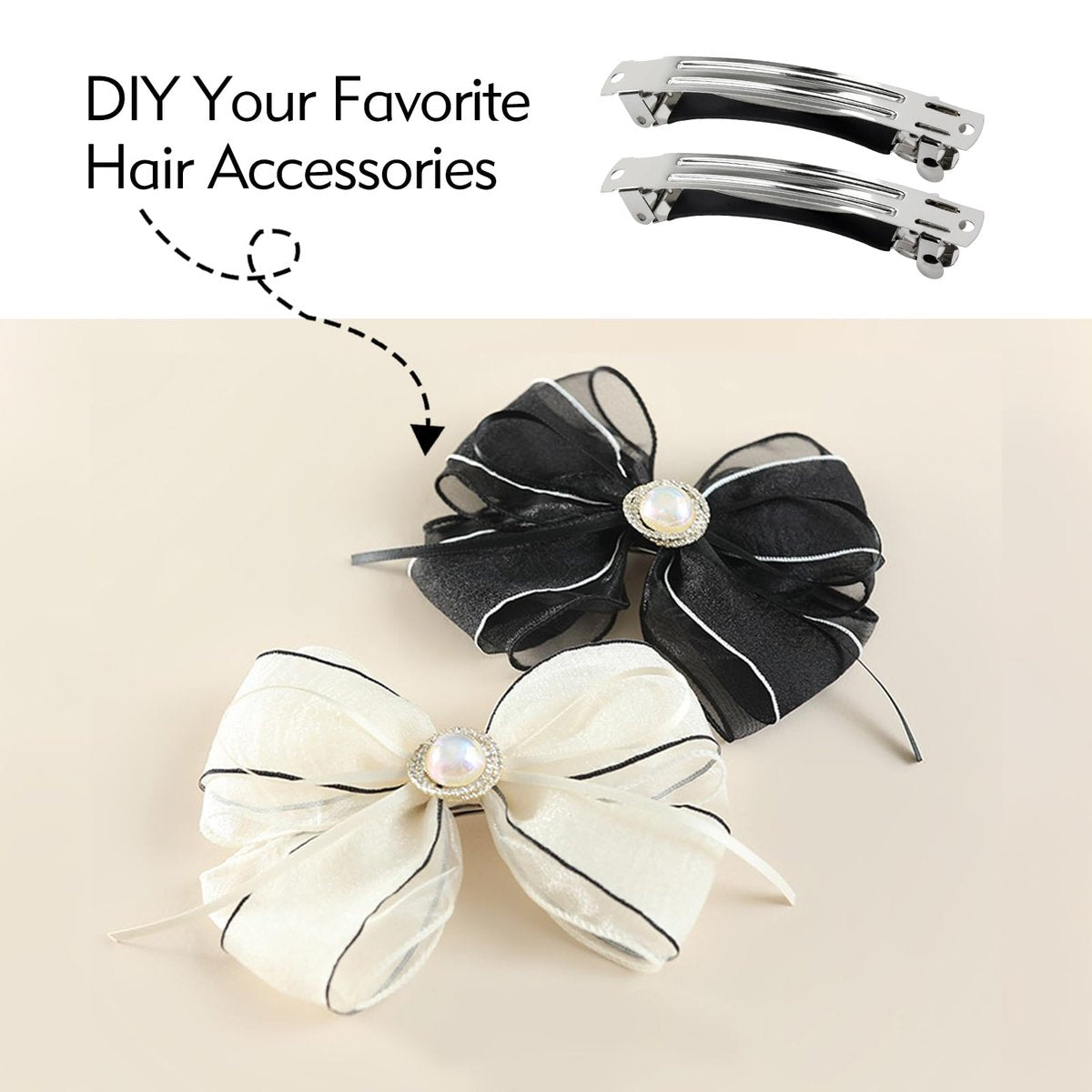Cinaci 20 Pack 3 Inch Plain Blank DIY Caft Silver Metal French Hair Barrettes with Black Leather Cover Snap Hair Clips for Women Girls Teens Avelisse