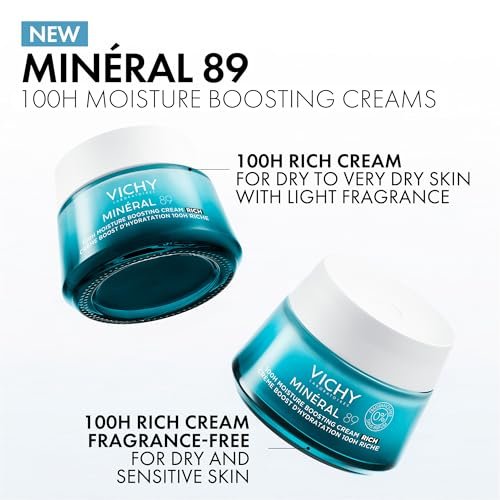 VICHY Mineral 89 Rich Cream, 100H Moisture Boosting Cream, Hydrating Face Moisturizer with Hyaluronic Acid, Niacinamide and Lipids, Daily Face Moisturizer with Rich Texture for Dry Skin Avelisse