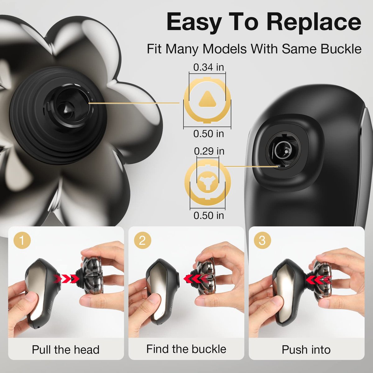 7-Blade Floating Replacement Shaving Head for Head Shaver – Washable, Wet & Dry Compatible, Rotary Shaver Blades Avelisse