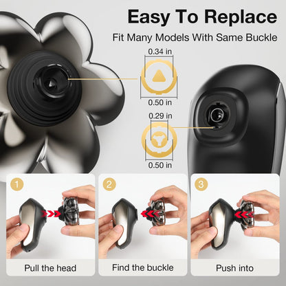7-Blade Floating Replacement Shaving Head for Head Shaver – Washable, Wet & Dry Compatible, Rotary Shaver Blades Avelisse