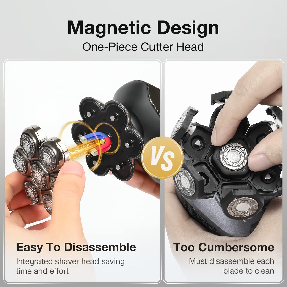 7-Blade Floating Replacement Shaving Head for Head Shaver – Washable, Wet & Dry Compatible, Rotary Shaver Blades Avelisse