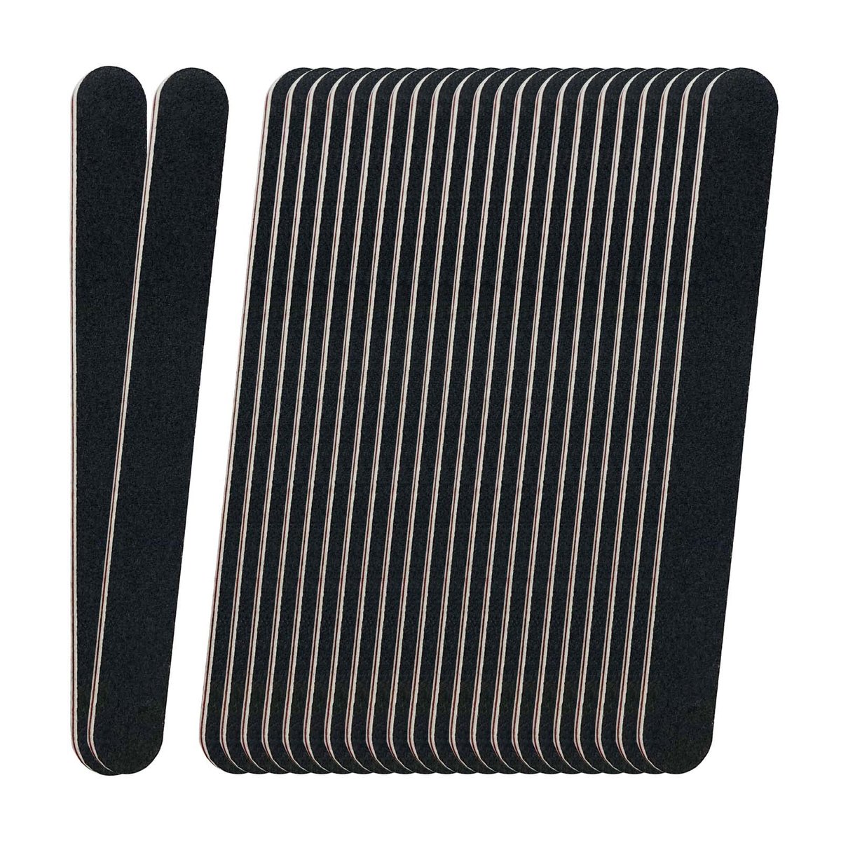 24 Pack Professional Emery Boards - 100/180 Grit Nail File Pack for Acrylic and Natural Nails, Black - görsel 1