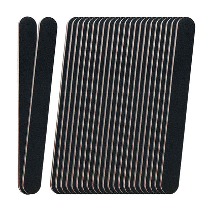 24 Pack Professional Emery Boards - 100/180 Grit Nail File Pack for Acrylic and Natural Nails, Black