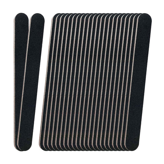 24 Pack Professional Emery Boards - 100/180 Grit Nail File Pack for Acrylic and Natural Nails, Black