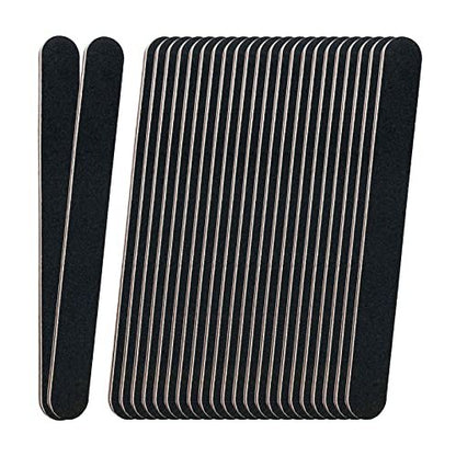 24 Pack Professional Emery Boards - 100/180 Grit Nail File Pack for Acrylic and Natural Nails, Black