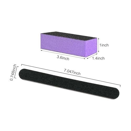 Professional Nail File and Buffer Block – 100/180 Grit, Black Manicure Tools Kit for Natural and Acrylic Nails - görsel 10