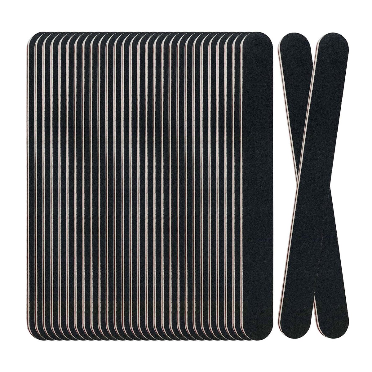 30 Pack Professional Emery Boards - 100/180 Grit Nail File Pack for Acrylic and Natural Nails, Black - görsel 1
