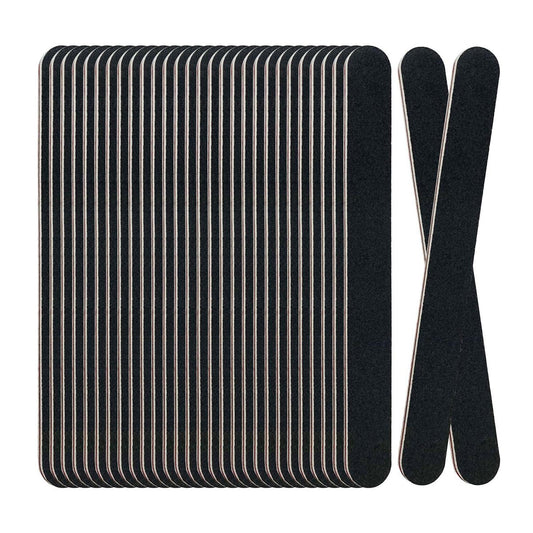 30 Pack Professional Emery Boards - 100/180 Grit Nail File Pack for Acrylic and Natural Nails, Black