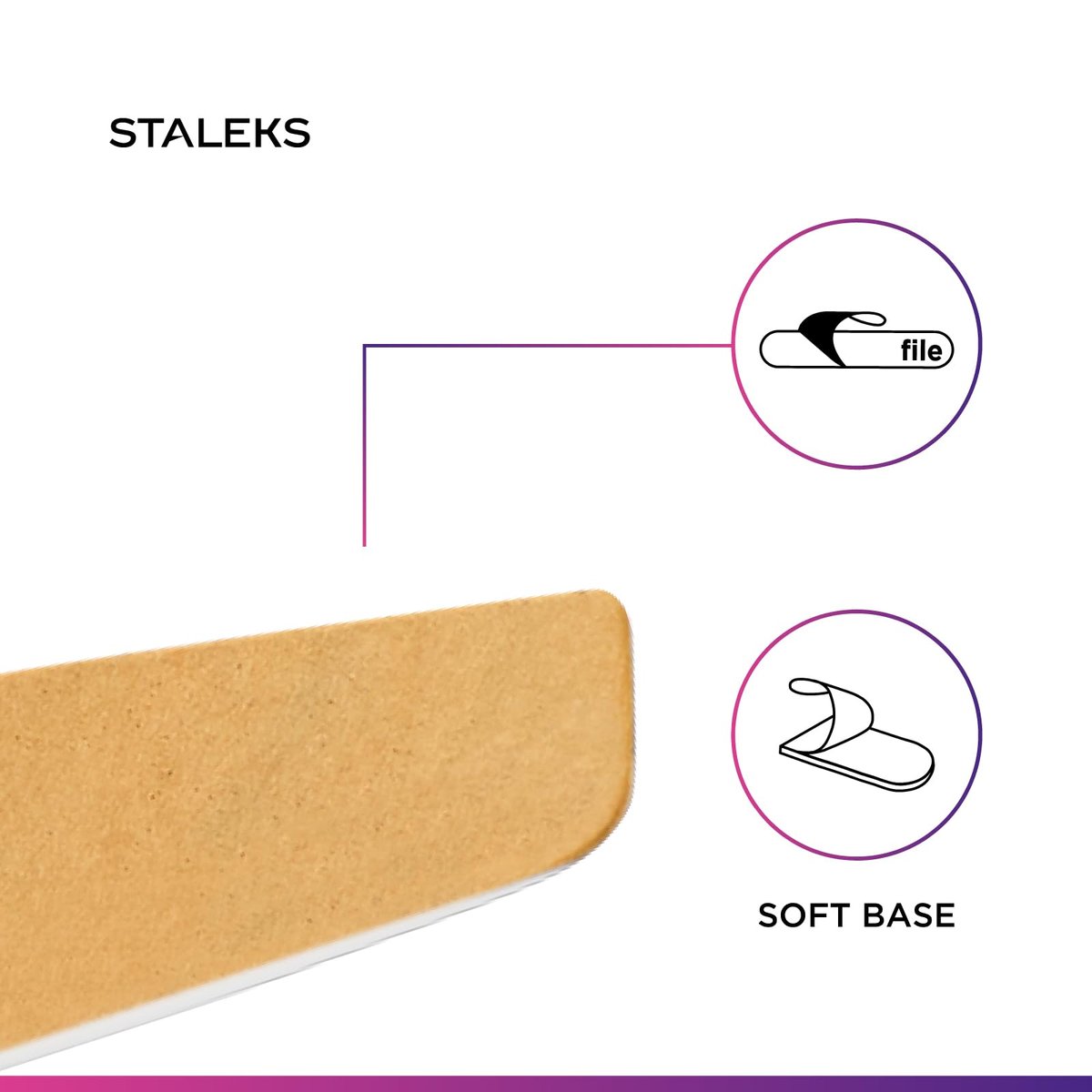 STALEKS PRO Expert 40 Disposable White Crescent Abrasives for Nail File Base – 240 Grit, 30 Pcs – Soft Foam Layer Files for Nail Polishing & Prep (162x24mm) - görsel 5