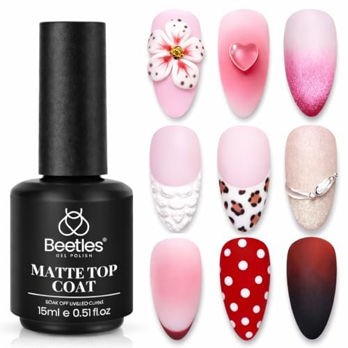 Beetles Matte Gel Top Coat – 15ml Chrome Proof, No Wipe, Powder-Resist Matte Finish for Long-Lasting Gel Nail Art - görsel 2