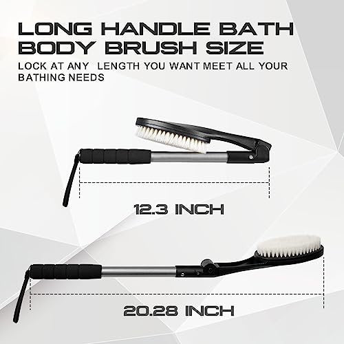 EASACE Body Brush for Back - Long Handle Bath Brush with Adjustable Head, Soft Bristles for Wet or Dry Showering Avelisse