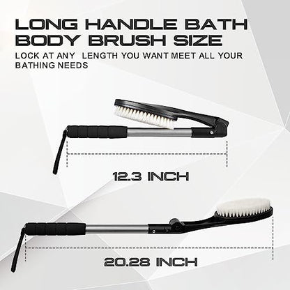 EASACE Body Brush for Back - Long Handle Bath Brush with Adjustable Head, Soft Bristles for Wet or Dry Showering Avelisse