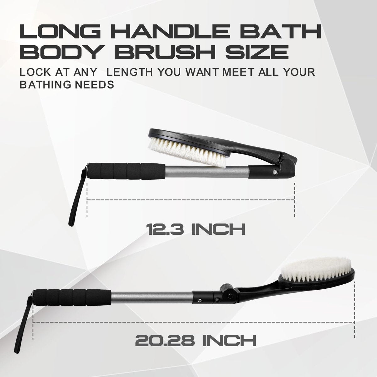 EASACE Body Brush for Back - Long Handle Bath Brush with Adjustable Head, Soft Bristles for Wet or Dry Showering Avelisse