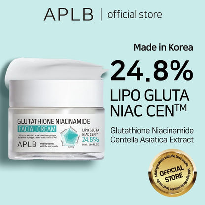 APLB Glutathione Niacinamide Facial Cream - LIPO GLUTA NIAC CEN™ 24.8% - Deep Hydration & Skin Elasticity - Korean Skincare Moisturizer Avelisse
