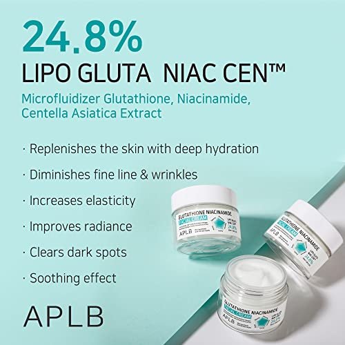 APLB Glutathione Niacinamide Facial Cream - LIPO GLUTA NIAC CEN™ 24.8% - Deep Hydration & Skin Elasticity - Korean Skincare Moisturizer Avelisse