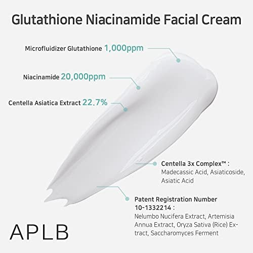 APLB Glutathione Niacinamide Facial Cream - LIPO GLUTA NIAC CEN™ 24.8% - Deep Hydration & Skin Elasticity - Korean Skincare Moisturizer Avelisse