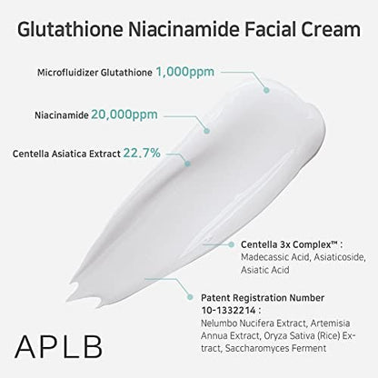 APLB Glutathione Niacinamide Facial Cream - LIPO GLUTA NIAC CEN™ 24.8% - Deep Hydration & Skin Elasticity - Korean Skincare Moisturizer Avelisse